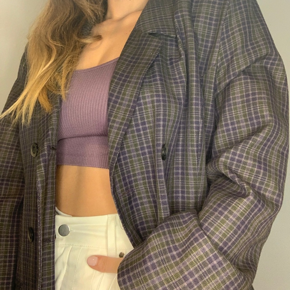 Check purple blazer - Picture 3 of 4